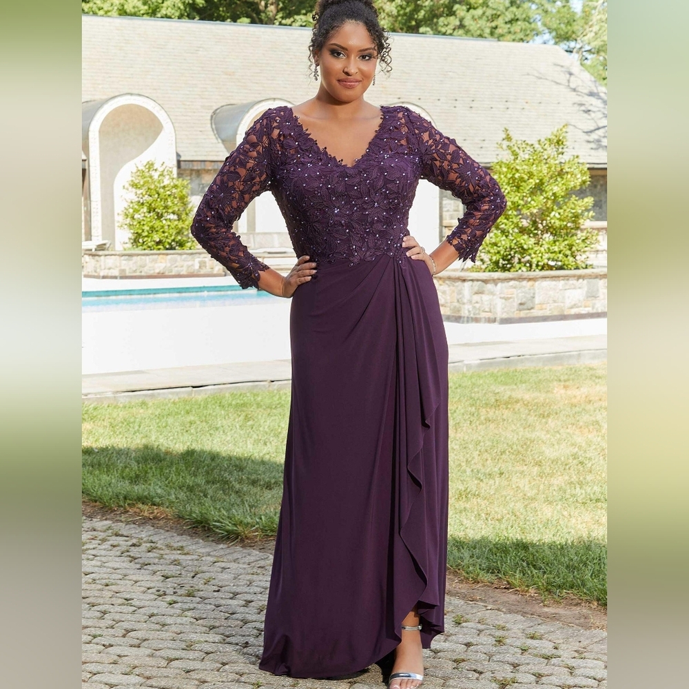 Chic Long Sleeve Purple Evening Dress
